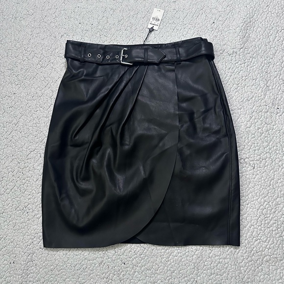 Express Dresses & Skirts - Express Black Faux Leather Pencil Skirt with Belt